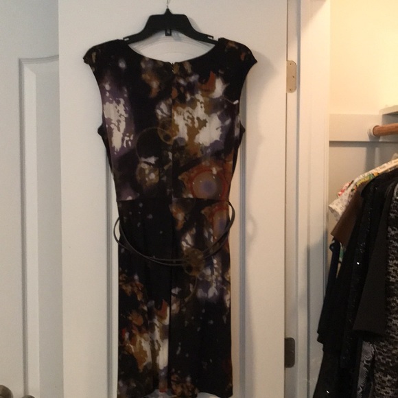 EUC CALVINKLEIN BELT WAIST SLEEVELESS DRESS FRONT PLEAT NECK& DRAPE BOTTOM  S6 - Picture 6 of 9